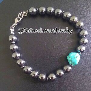 Sleek Gray Hematite + Magnesite Bracelet! Sexy Gift for Him! 8-8.5" Wrist